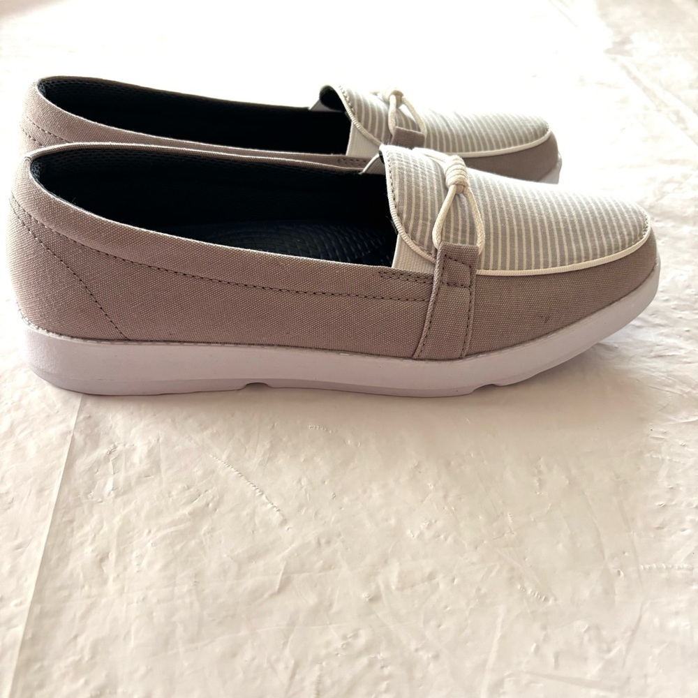 NWOT Island Surf Gray White FOM Gia Ortho Canvas Boat Loafers SZ 8.5 - Picture 13 of 13